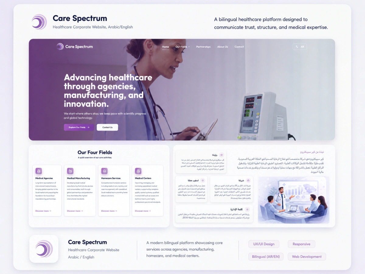 Care Spectrum healthcare corporate website mockup
