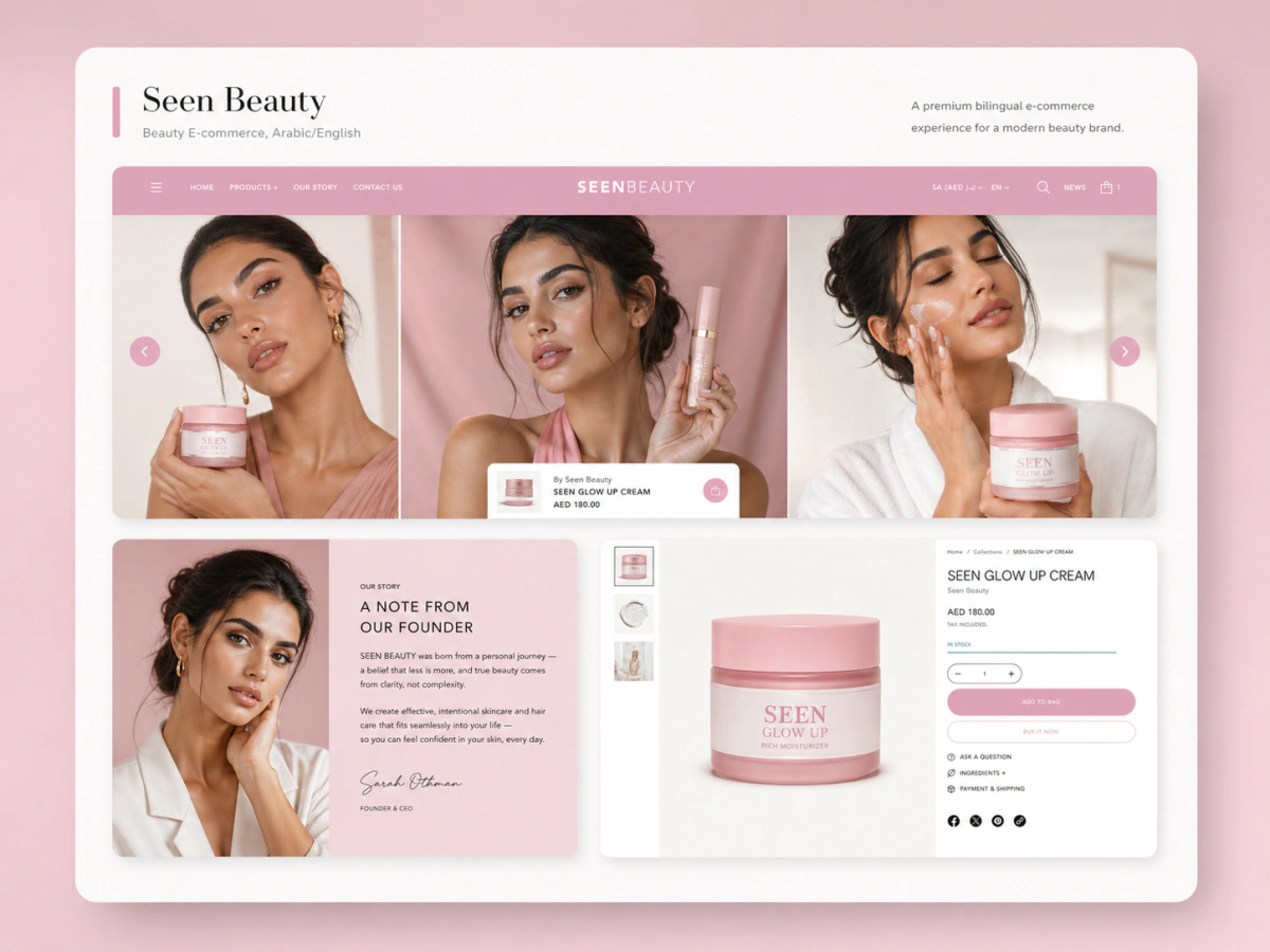 Seen Beauty bilingual Shopify store mockup