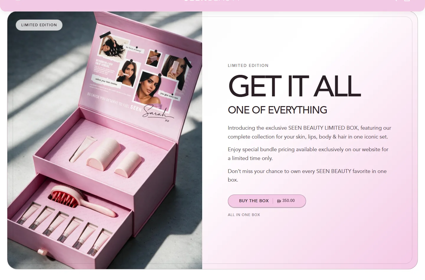 Seen Beauty limited-edition complete product box