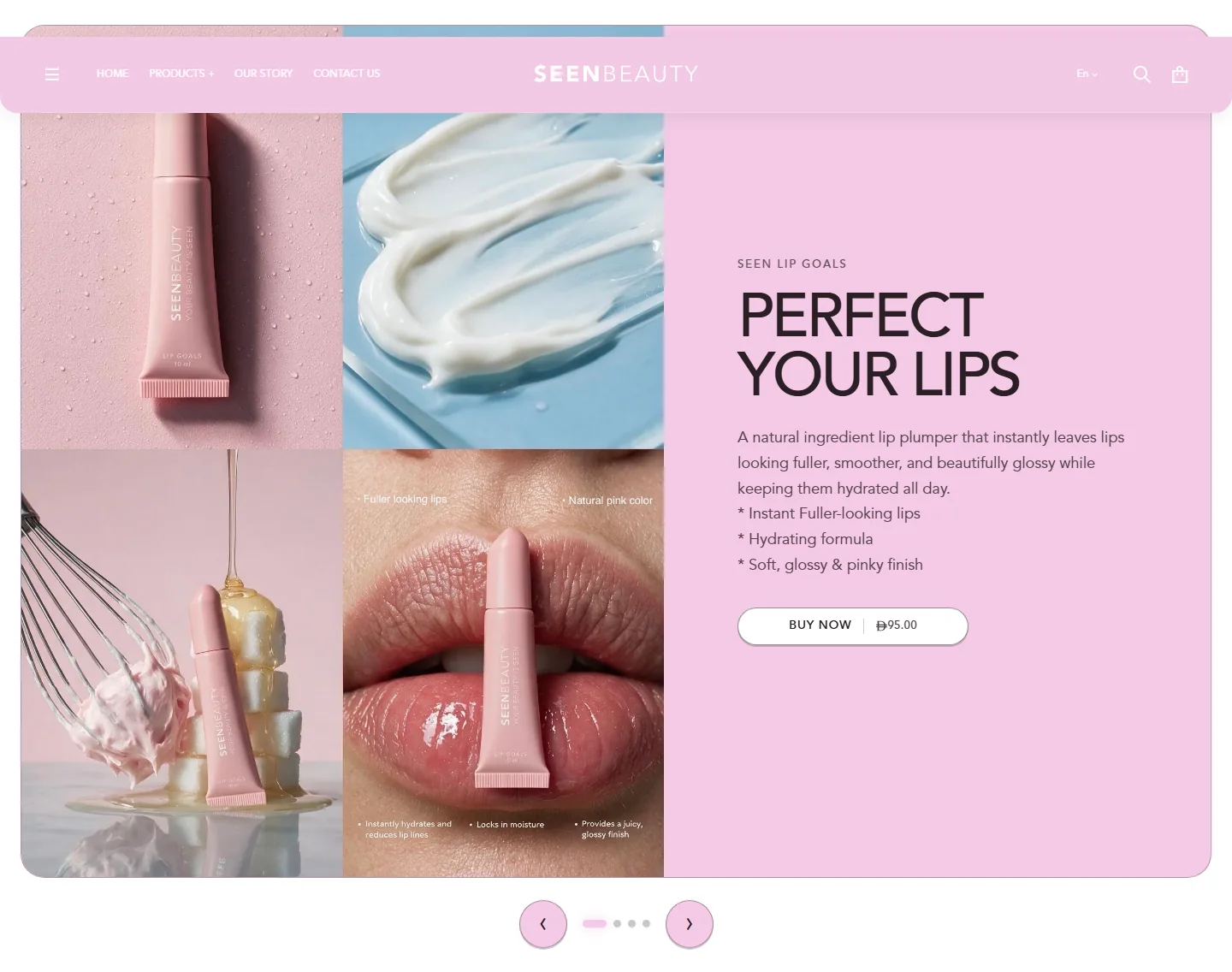 Seen Beauty product story for the Lip Goals lip plumper