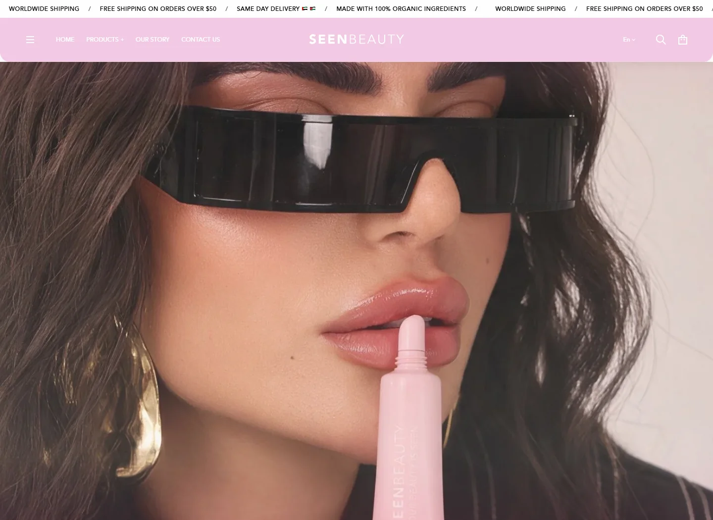 واجهة متجر Seen Beauty ثنائي اللغة وحملة الإطلاق